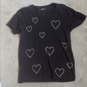 Michael Lauren Black T-Shirt with rhinestone  Heart Accents…. ❤️❤️❤️